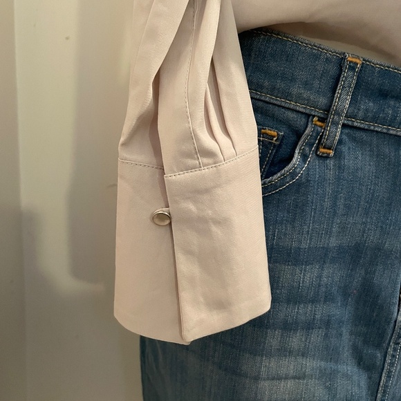 Tahari blouse long sleeve v neck button cuff gray womens extra small - Picture 6 of 8